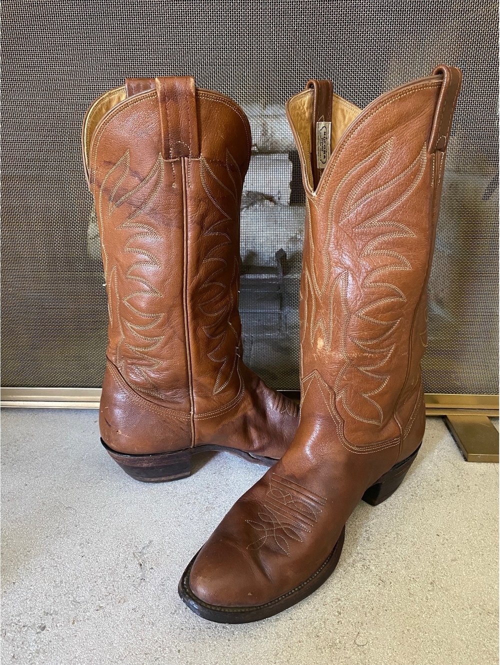 Nocona brown leather western cowboy boots 9.5